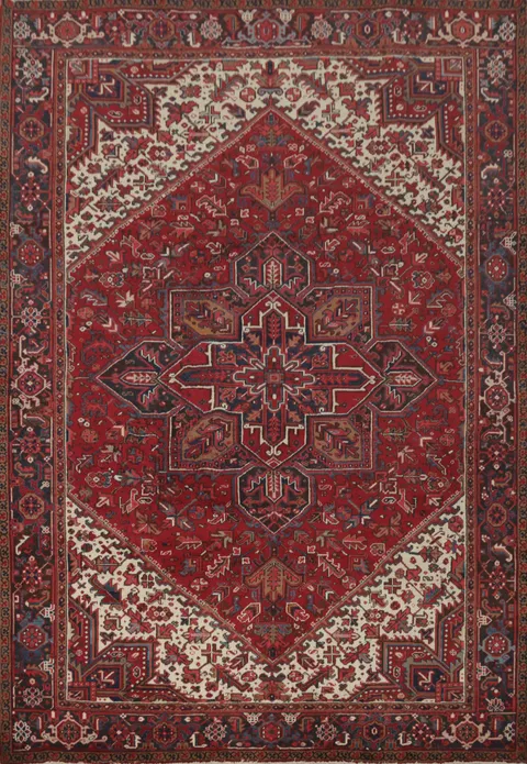 Geometric Wool Heriz Persian Area Rug 9x11