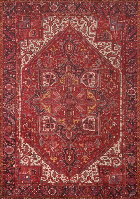 Vegetable Dye Red Heriz Persian Area Rug 10x13