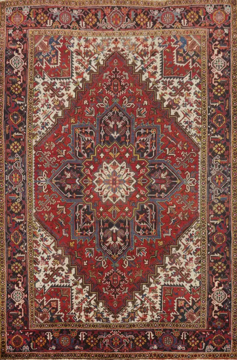 Vegetable Dye Red Heriz Persian Area Rug 7x10