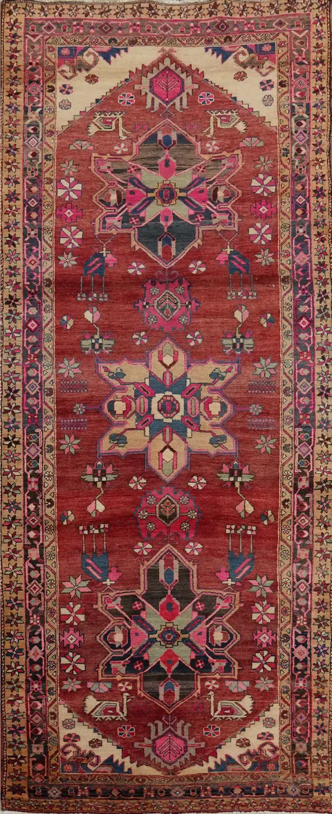 Vegetable Dye Heriz Persian Runner Rug 4x11