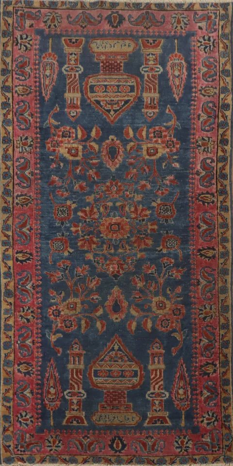 Pre-1900 Antique Vegetable Dye Kashan Persian Rug 3x6