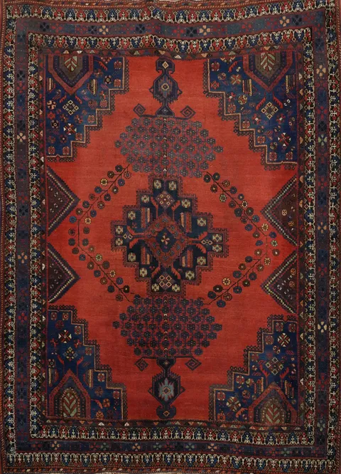 Vegetable Dye Orange Afshar Persian Rug 5x6