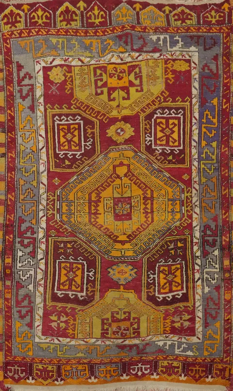 Antique Geometric Anatolian Turkish Rug 4x6