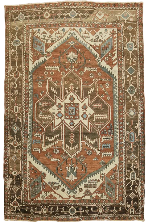 Antique Vegetable Dye Heriz Serapi Persian Area Rug 10x13