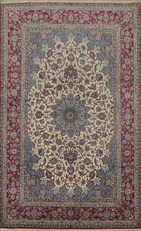 Vegetable Dye Silk Isfahan Persian Area Rug 7x11