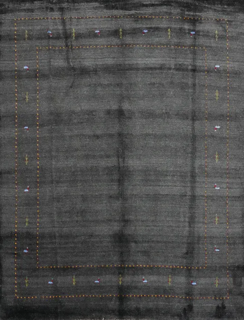 Sleek Grey Delight: Handmade Gabbeh Area Rug 8x8