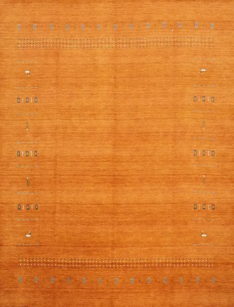 Soft Warm Toned Gabbeh Rug 8x8 with Decorative Details