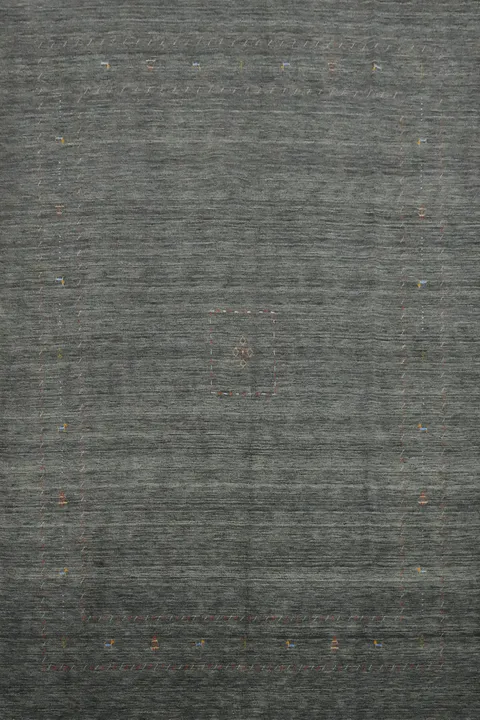 Chic Gray Gabbeh Area Rug 9x12 with Delicate Multicolor Details