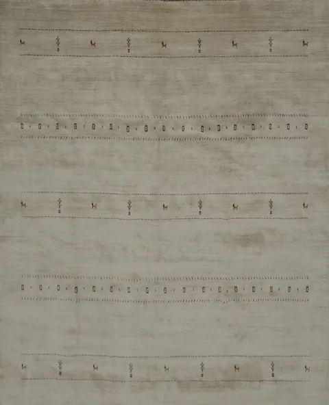 Modern Beige Gabbeh Rug with Refined Geometric Appeal 10x10
