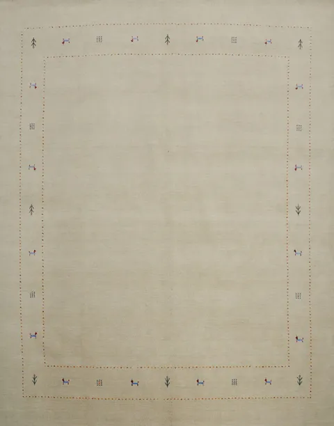 Tasteful Gabbeh Area Rug 10x10 with Fine Border Design