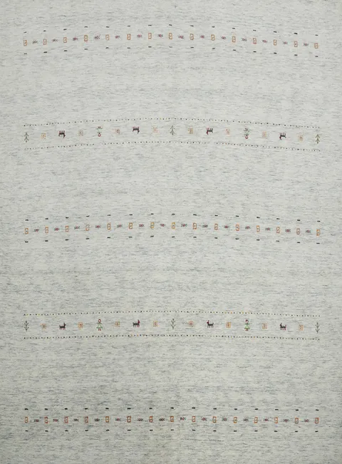 Sophisticated Gabbeh Area Rug 10x10 with Linear Detailing