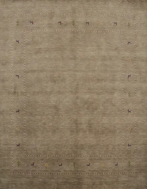 Elegant Brown Square Gabbeh Rug with Subtle Border 8'x8'