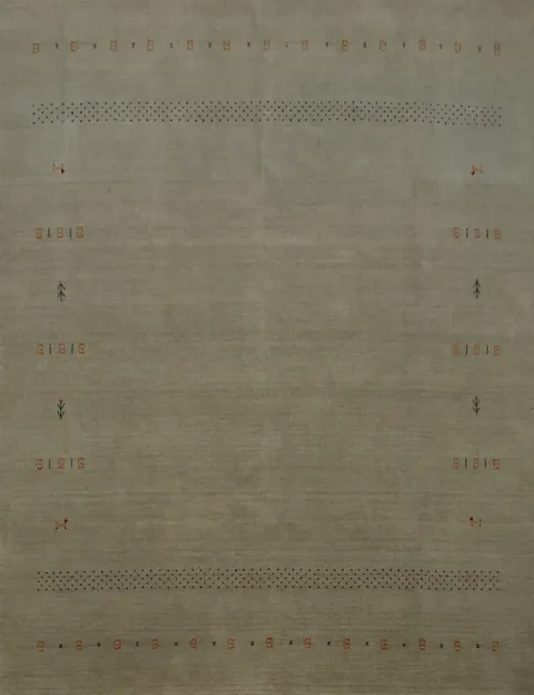 Soft Gabbeh Square Area Rug 8x8 with Delicate Tribal Patterns