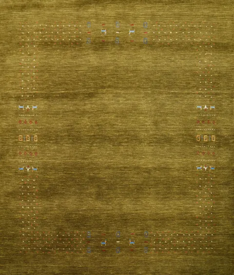 Handmade Green Gabbeh Square Area Rug 6x6
