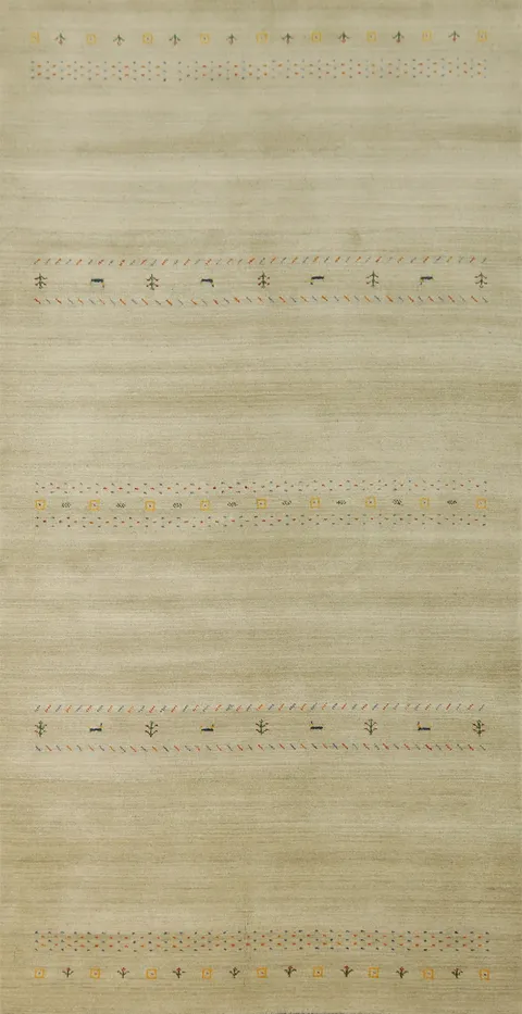 Natural Serenity Beige Gabbeh Rug with Stylish Accents 5x12