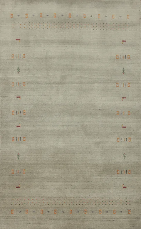 Earth Tones Wool Handmade Gabbeh Area Rug 5x8