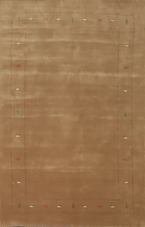 Brown Tribal Gabbeh Handmade Area Rug 5x8