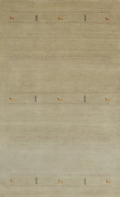 Animals Tribal Gabbeh Oriental Area Rug 5x8