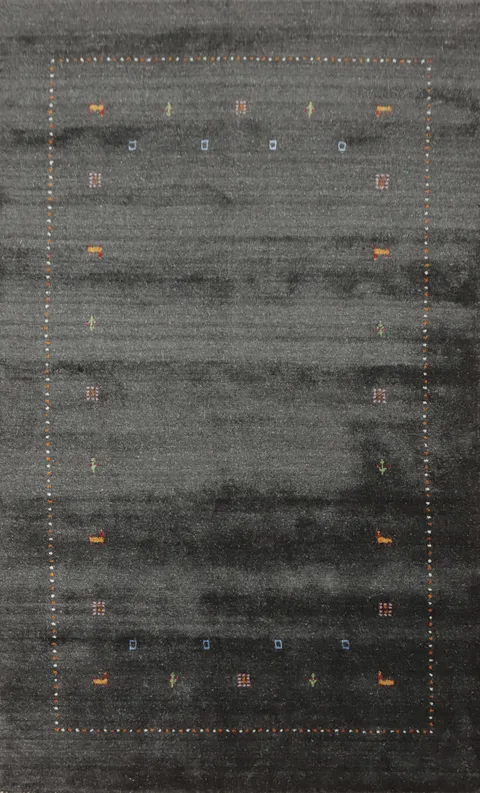 Charcoal Gray Wool Gabbeh Area Rug 5x8