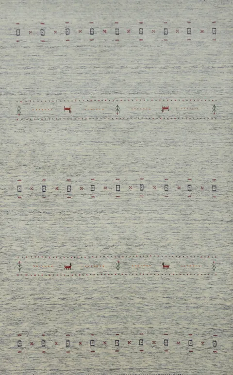 Little Animals Design Wool Gabbeh Area Rug 5x8