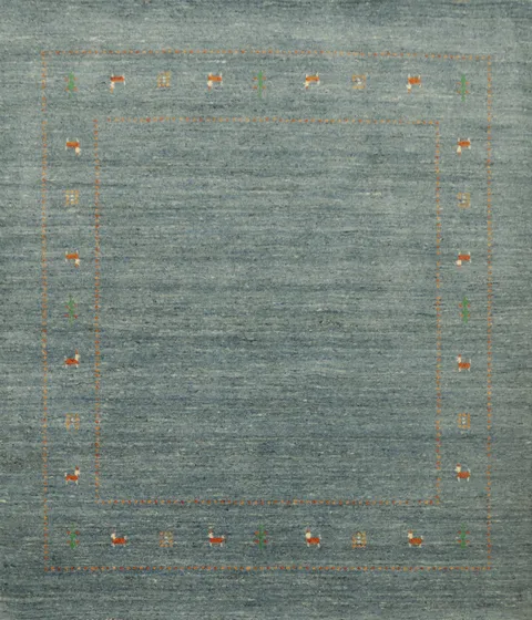 Stylish Handcrafted Gabbeh Rug 5x5 with a Minimalist Pattern Design