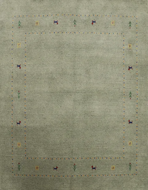 Elegant Minimalist Gabbeh Rug 5x5 with Subtle Decorative Borders