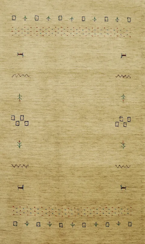 Soft Gabbeh Rug 4x6 with Delicate Tribal and Subtle Color Accents