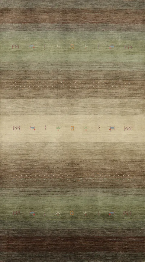 Luxury Handmade Gabbeh Area Rug 5x8 Featuring Soft Natural Hues