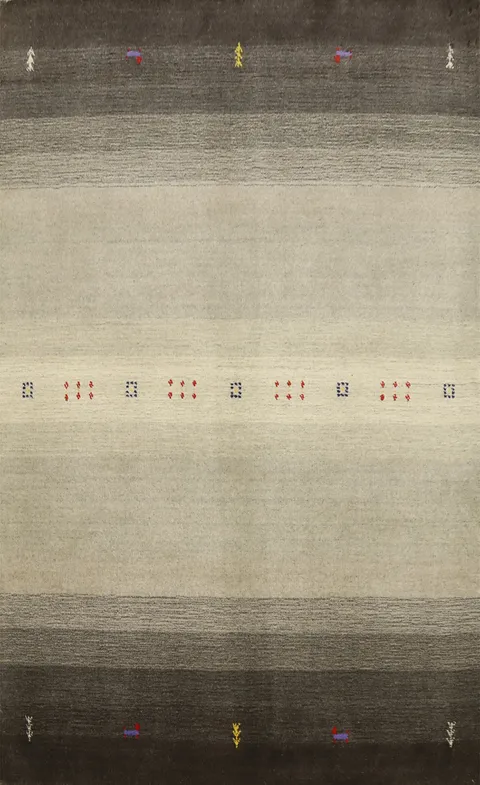 Sleek Neutral Tones and Tribal Design Gabbeh Rug 4x7