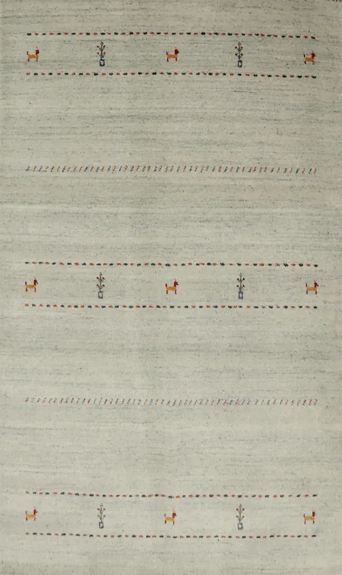 Minimalist Gabbeh Rug 4x6 with Delicate Handmade Design Accents