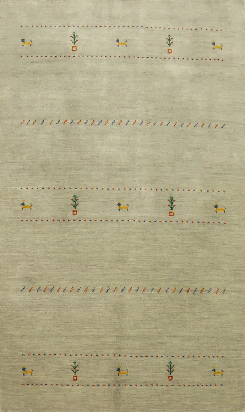 Elegant Gabbeh Rug 4x6 with Subtle Tribal Patterns