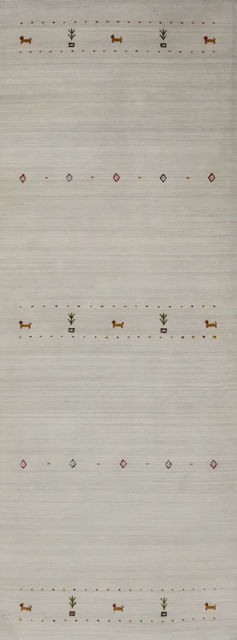 Little Animals Gabbeh Wool Runner Rug 3x9
