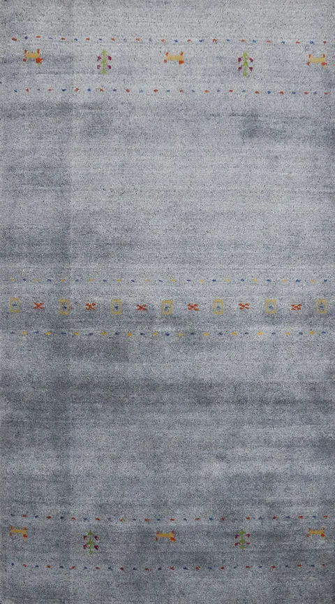Versatile Gabbeh Rug 3x5 with Tasteful Colorful Embellishments