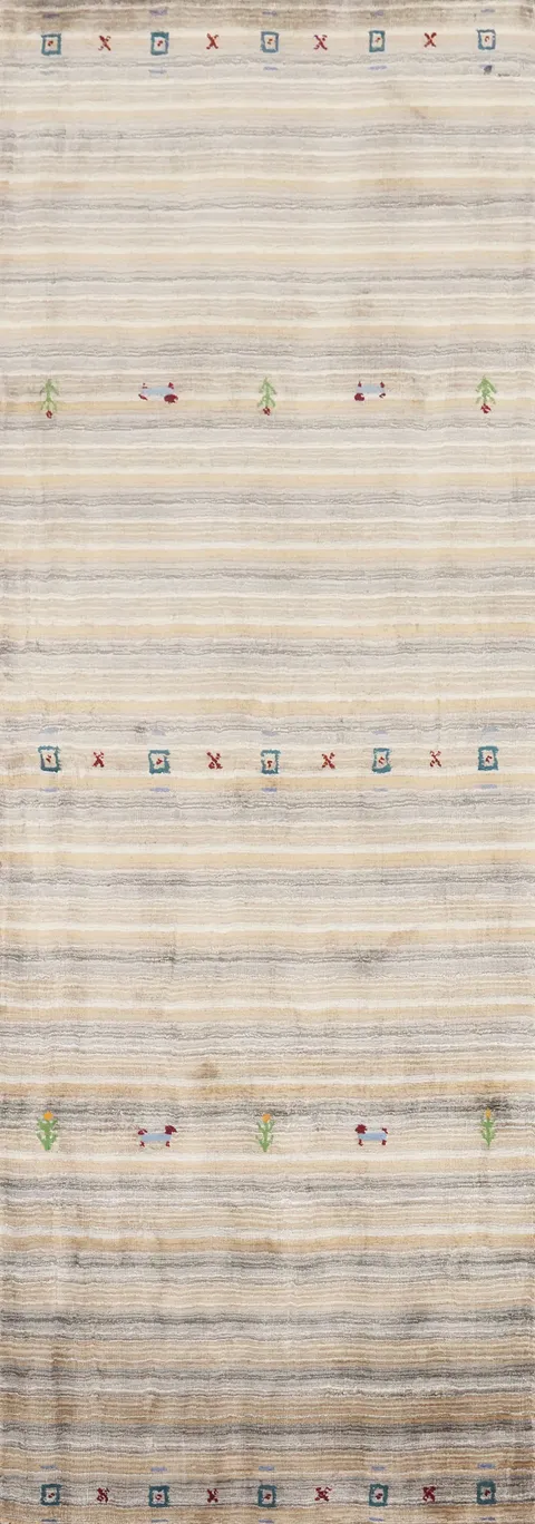 Elegant Striped Gabbeh Runner Rug 2x8 with Unique Handcrafted Design
