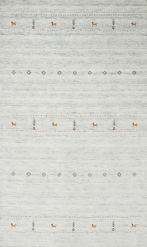 Little Animals Wool Gabbeh Oriental Area Rug 5x8