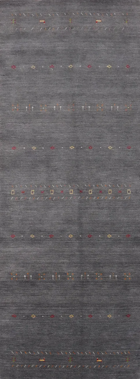 Gray Tribal Gabbeh Runner Rug 4x12
