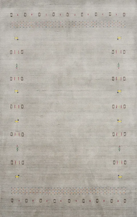 Elegant Gray Gabbeh Area Rug 5x8 with Subtle Tribal Accents