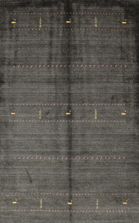 Elegant Dark Gabbeh Area Rug 6x8 with Subtle Animal Details