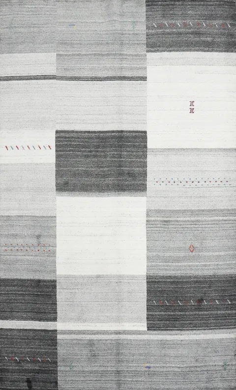 Geometric Wool Gabbeh Handmade Area Rug 5x8