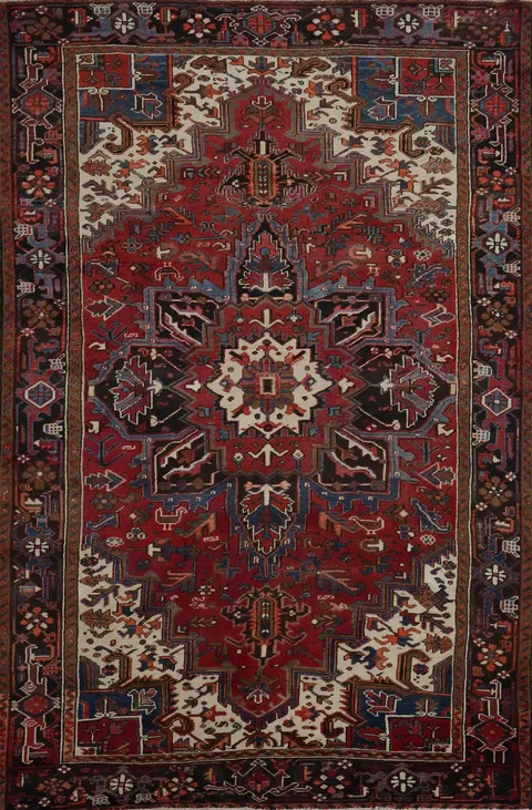 Vegetable Dye Red Heriz Persian Area Rug 7x11
