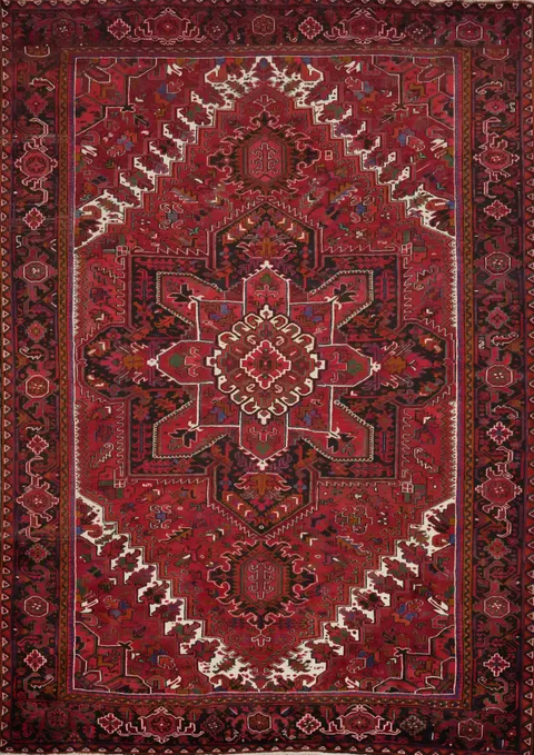 Large Geometric Heriz Vegetable Dye Persian Area Rug 10x13