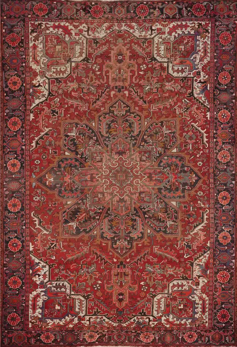 Vegetable Dye Vintage Heriz Persian Area Rug 10x13