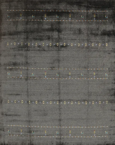Dark Wool Gabbeh Square Area Rug 8x8