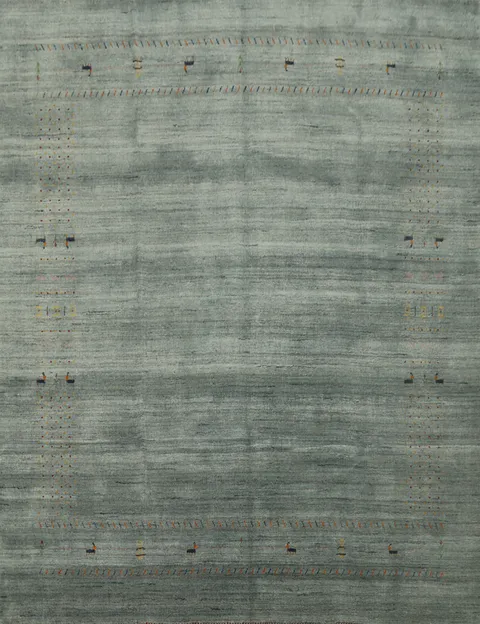 Luxurious Gabbeh Rug 8x8 with Accent Stitching Detail