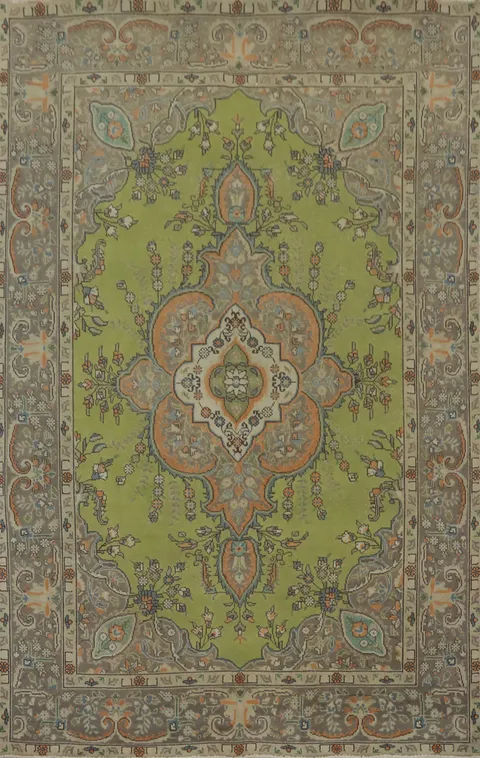 Handcrafted Green Persian Area Rug 6x9 with Exquisite Detailing