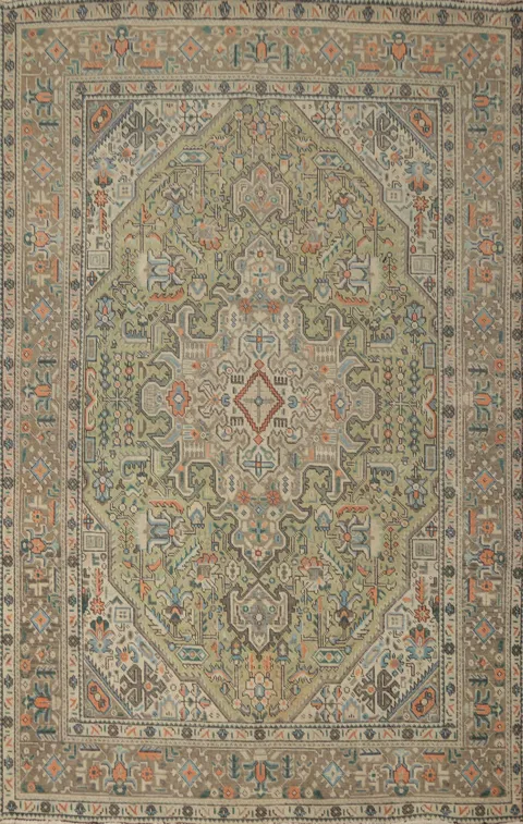 Elegant Tabriz Persian Rug 6x9 with Intricate Border and Medallion Design