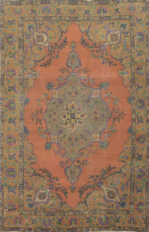 Tabriz Persian Area Rug 7x9 with Intricate Floral Patterns and Bold Colors
