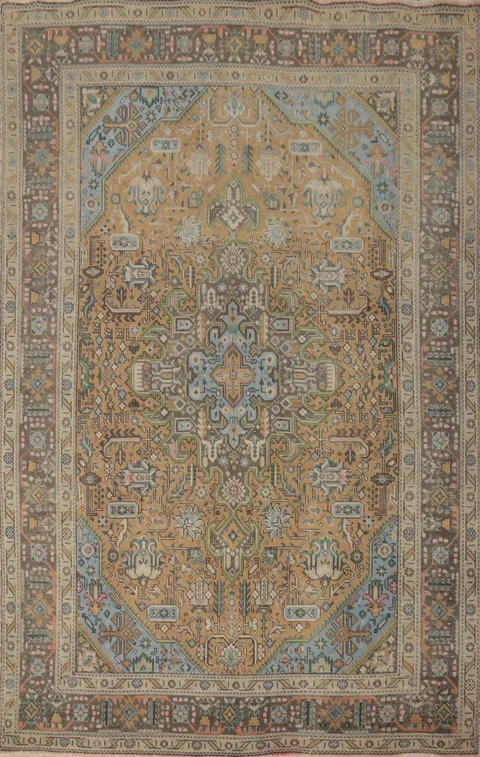 Distressed Wool Tabriz Persian Area Rug 6x10