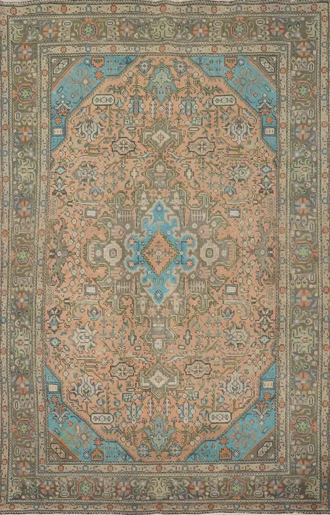Artfully Crafted Tabriz Persian Rug 6x9 with Detailed Design Elements
