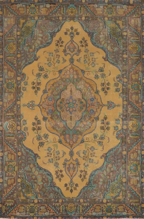 Traditional Floral Wool Tabriz Persian Area Rug 7x10